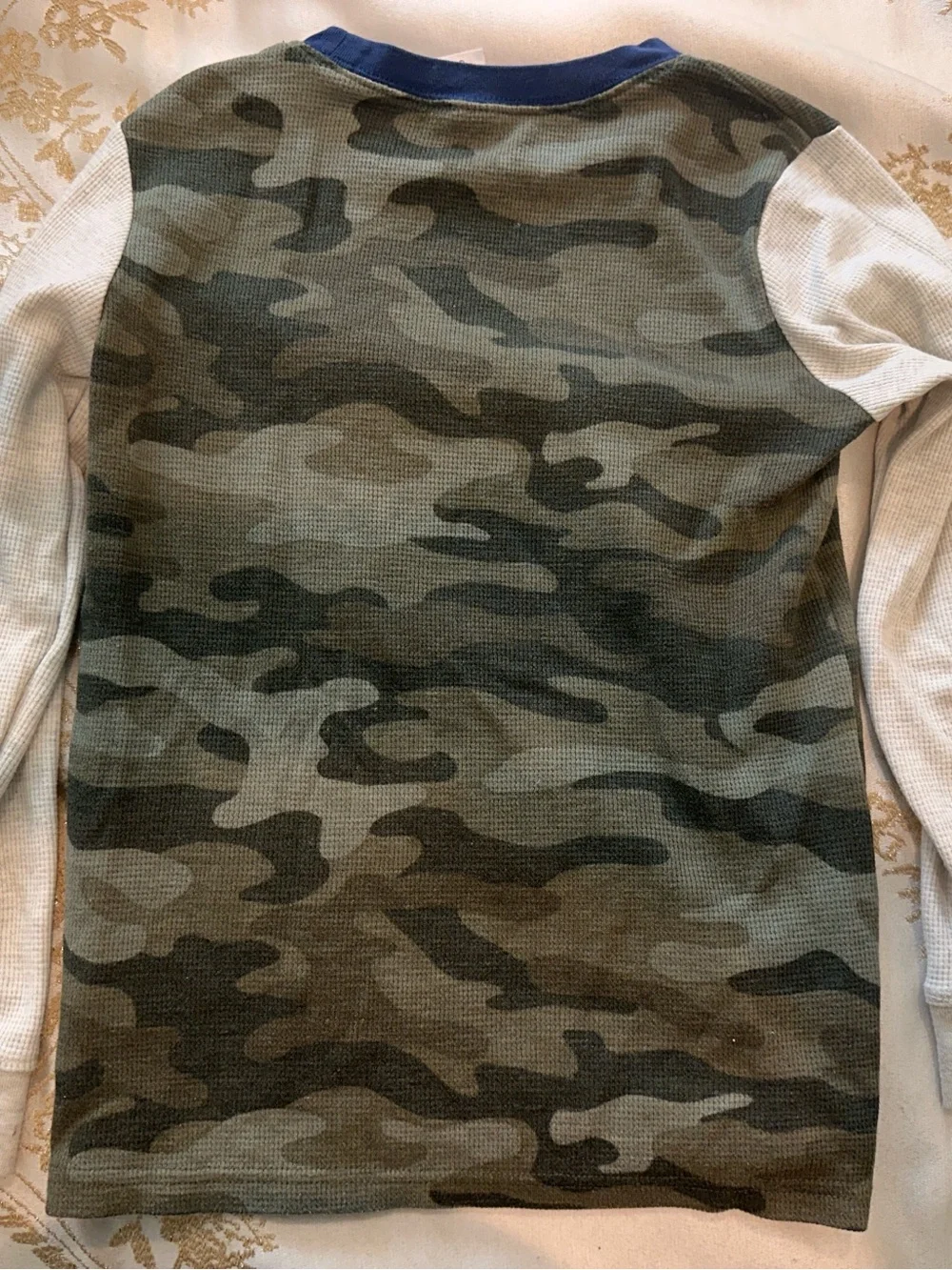Boys Carters Camo Waffle-Knit Raglan Top - Green/White 8